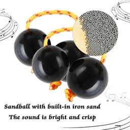 2 stuks - Ritme Maracas - Ritme Ballen - Kasaka Maracas - Handgemaakte percussie-instrumenten - Geschikt voor kinderen, volwassenen, bruiloften, feesten en muzieklessen - Zwart - 20 x 5 cm — thumbnail 4