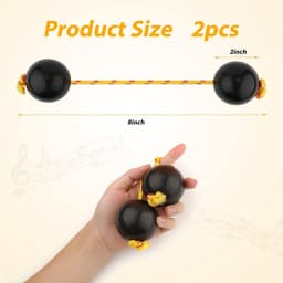 2 stuks - Ritme Maracas - Ritme Ballen - Kasaka Maracas - Handgemaakte percussie-instrumenten - Geschikt voor kinderen, volwassenen, bruiloften, feesten en muzieklessen - Zwart - 20 x 5 cm — thumbnail 2