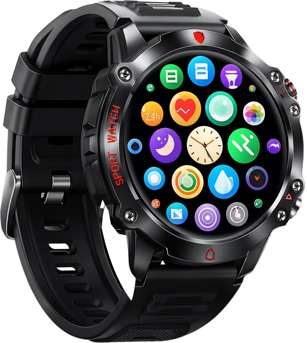 Phreeze Smartwatch Rond - Smartwatch Dames & Heren - Groot Scherm - Met Belfunctie - Hartslagmeter - Stappenteller - Geschikt voor iOS & Android - Zwart — afbeelding 1