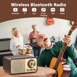 IBETTERTEC Retro FM-radio - Bluetooth 5.0, USB en AUX - Oplaadbare batterij 1800 mAh — thumbnail 5