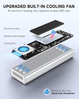 Externe harde schijf NVMe 2 TB - 3000 MB/s, Thunderbolt 3, USB-C, SSD M.2, Geïntegreerde koelventilator — thumbnail 2