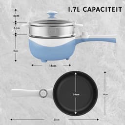 VIN® Hotpot Electrisch Chinees – Kaasfondue Pan Elektrische Multipan – Multifunctioneel 1.7L - Chinese Fondue 200/600Watt – Saute Pan – Friteuse – Hete Pan- Stomer – Langzame Kookplaat – Gemakkelijk Schoon te Maken - Blauw — thumbnail 4