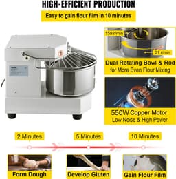 VEVOR Deegmixer Keukenmachine Rvs Standmixer Commerciële Kneedmachine 8l — thumbnail 4