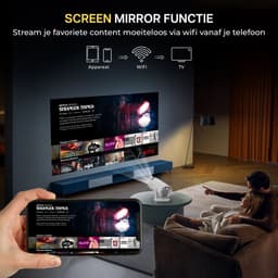 Nexino® Smart Mini Beamer PRO - Projector - 4K Support - Android 14.0 - Home Cinema - Wifi & Bluetooth - Geschikt voor IOS en Android - Incl. Opbergtas — thumbnail 4