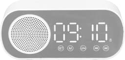 Bluetooth speaker wekker - met LED spiegeldisplay, radio, weersvoorspelling - twee alarmen met hoog volume - geschikt voor diepe slapers - wit — thumbnail 1
