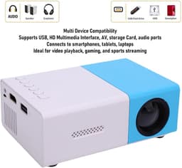 1080p Projector, 200 Lm Helderheid Small Travel Projector, 5V/2A Voeding, voor Thuistertainment, Vergaderingen en Gaming (EU-stekker) — thumbnail 3