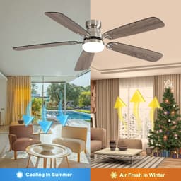 COVREO Plafondventilator met verlichting – Ventilator met 6 snelheden – Voor woonkamer en slaapkamer – 132 cm – Brushed Nickel — thumbnail 2