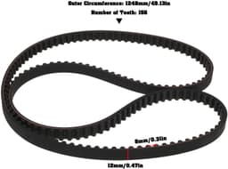 Gekartelde Riem 1248 mm - Compatibel met Stiga Park 220 95 EL QF - Breedte 12 mm - Tandhoogte 8 mm - Aantal Tanden 156 - Isometrisch Zaagtandpatroon - Grasmaaier Riem — thumbnail 3
