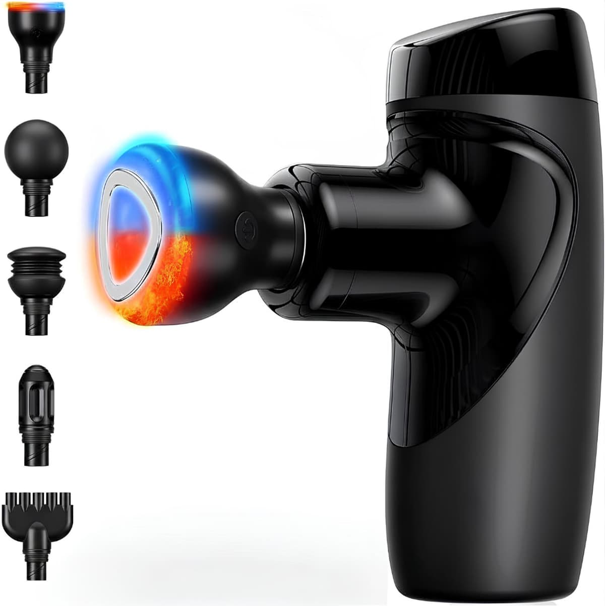 Masage Gun – Voor Spierherstel en Pijnverlichting – Mini Massagepistool met Warmtefunctie – Zwart – 14cm x 9cm x 5cm — afbeelding 1