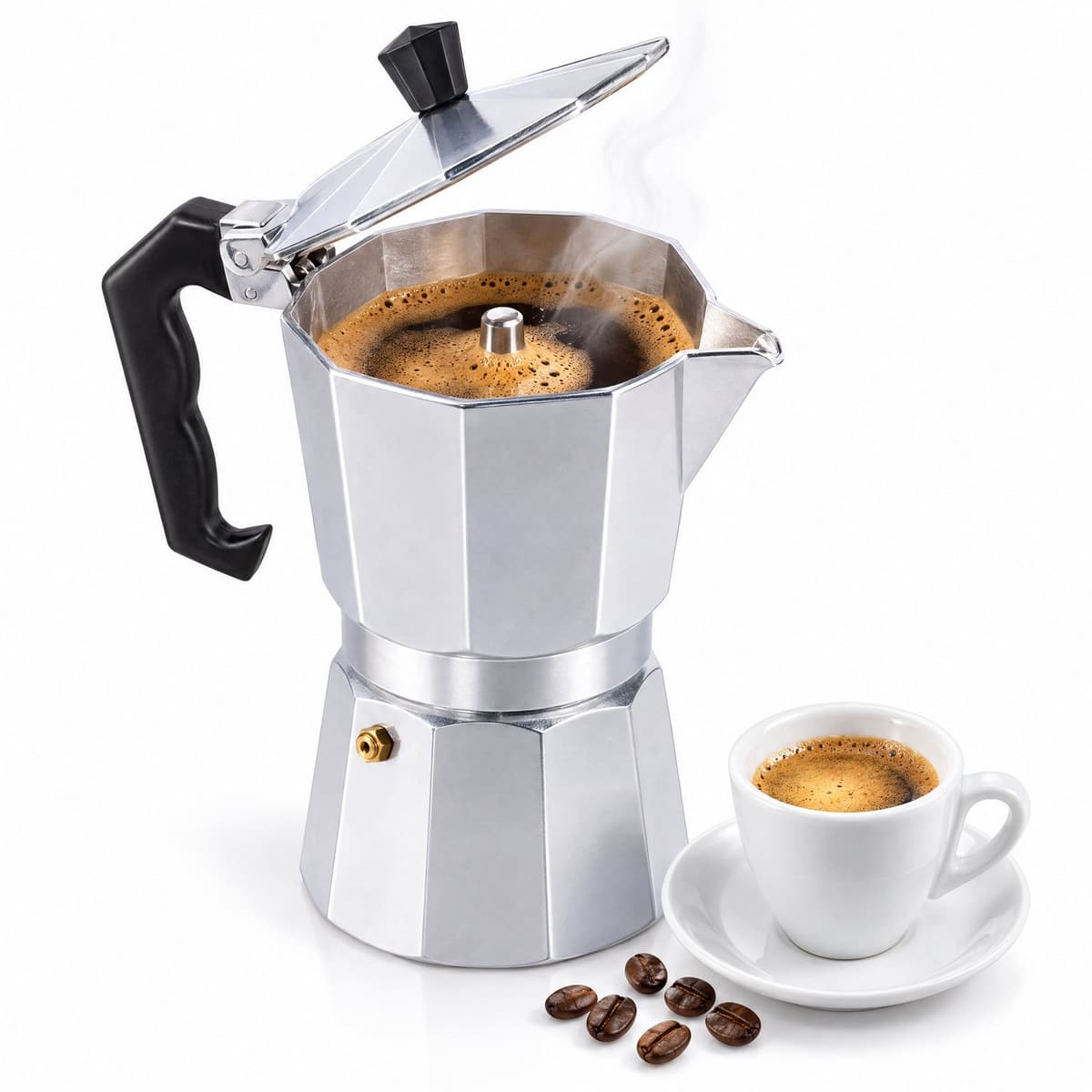 Cheqo® Percolator - Espresso Maker - Moka Pot - Italiaanse Koffiepot - Mokapot - Koffiezetapparaat - Koffiemaker - Perculator - Espressomaker voor op Gas - Stovetop Koffiezetter - Handmatige Koffiepot voor Espresso - Camping en Buiten — afbeelding 1