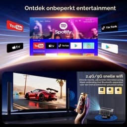 Mini Beamer 1000 ANSI Lumen - Full HD 1080p Resolutie - LED Projector - Android 13 Smart Beamer - Draagbaar Met Wifi En Bluetooth — thumbnail 4