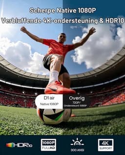 Draagbare Beamer Enige Uitvoering - 1080P Native Resolutie - LCD Scherm - Wit - Voor Thuisbioscoop En Gaming — thumbnail 4