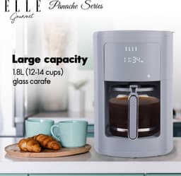 ELLE Digitale Koffiezetapparaat 12-14 Kopjes – Elektrisch Koffiezetapparaat met LED-Touchscreen, Sterkte-instelling, Permanent Filter en Automatische Uitschakeling - Blauw — thumbnail 4