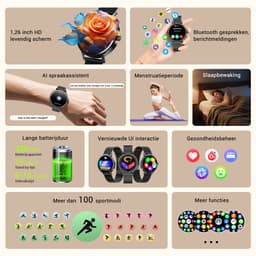 Blackview Dames Smartwatch - X30 - 1,26 inch Sporthorloge - AMOLED Fitnesstracker - Slimme Horloges - Ondersteunt Bellen Bluetooth - Hartslagmeting en Zuurstofsaturatiemeting - voor Android en iOS - Zwart — thumbnail 5