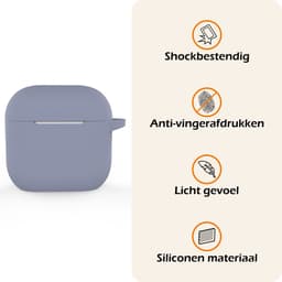 Hoesje - Geschikt voor Apple AirPods 5 - met Clip - Siliconen Hoes - Silicone Case Cover - Lila — thumbnail 3