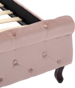 Bedframe, roze fluweel, 90 x 200 cm, klassiek bedframe met fluwelen bekleding en grenenhouten poten voor elegante slaapkamerdecoratie — thumbnail 2