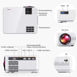 Beamer Wifi Projector - 7500 Lumen Full HD 1080p - 110 Watt Vermogen - LCD - Draagbaar - Voor Thuisbioscoop — thumbnail 4