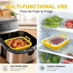 Airfryer voor COSORI heteluchtfriteuse 2 kamers/Ninja heteluchtfriteuse AF400EU/DZ400EU/AF451EU hittebestendig van roestvrij staal 304, krasbestendig, vaatwasmachinebestendig (geel, met — thumbnail 4