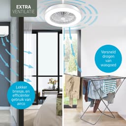 Varin® Smart Ventilator met verlichting - Wit - Tuya Wifi - LED 30W RGBW - Ø 50cm - Super stil - Afstandsbediening smart lamp - Plafondlamp slaapkamer - Plafonniere woonkamer - Plafondlampen - Plafond lamp - Verlichting kinderkamer - Ventilator — thumbnail 3