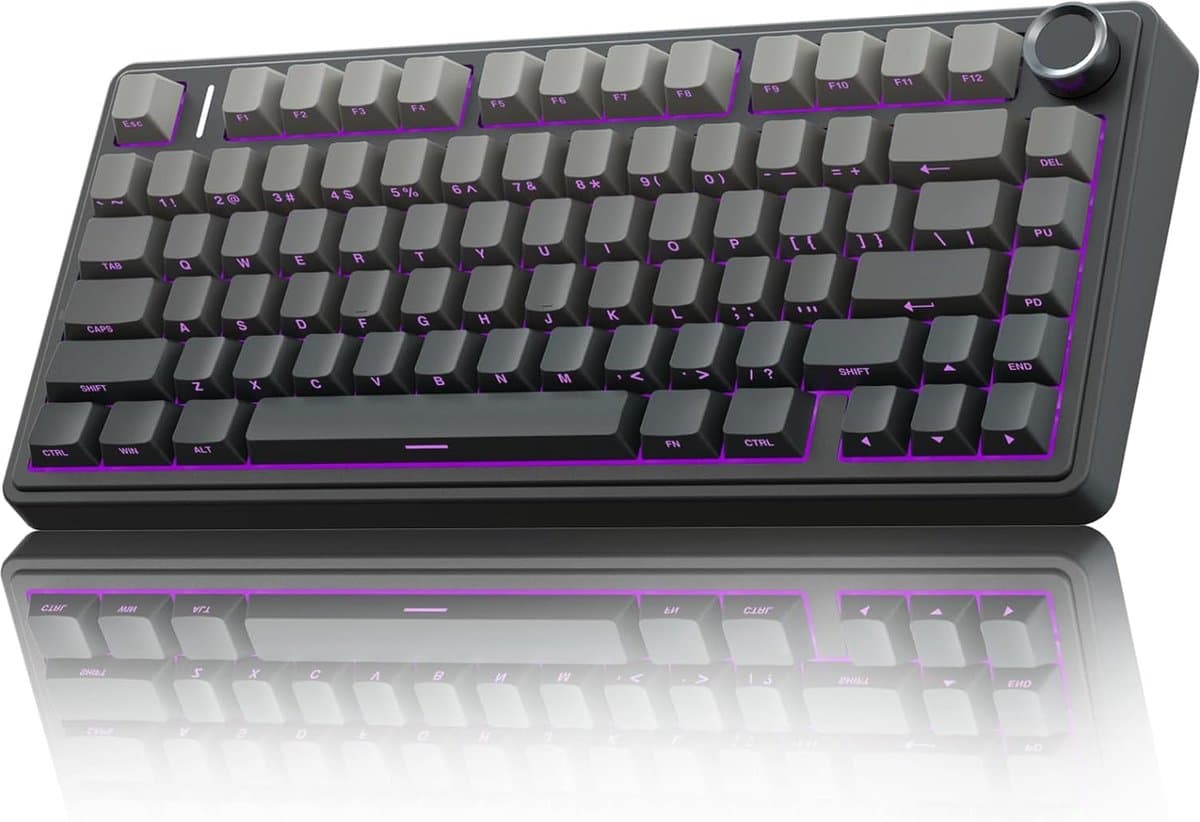 AULA F75 Pro - Draadloze Gaming Toetsenbord - Mechanisch - Zij Bedrukte toetsen - Gasket - Hot Swap - Tri mode - QWERTY Toetsenborden- 80 Keys - Zeerif zwart — afbeelding 1