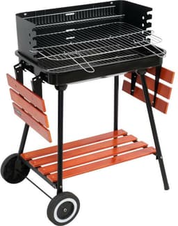Houtskoolgrill met Windscherm – 53 x 33 cm – Inklapbare Zijplateaus – Verrijdbaar — thumbnail 4