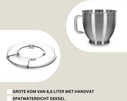 White-Label® Luxe Deegmachine met Spatbescherming - Deegmachine voor Zwaar Deeg - Met Deeghaak en Garde - Kneedmachine - Keukenmachine - Deegmixer met 7 Standen - Zilver — thumbnail 4