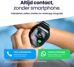 Qlokkie Kiddo Explore - GPS horloge kind - Smartwatch kinderen - GPS tracker kind met nauwkeurige locatiebepaling - GPS horloge kind met simkaart - Stel veilige zones in - SOS functie - Whatsapp - Zwart — thumbnail 4