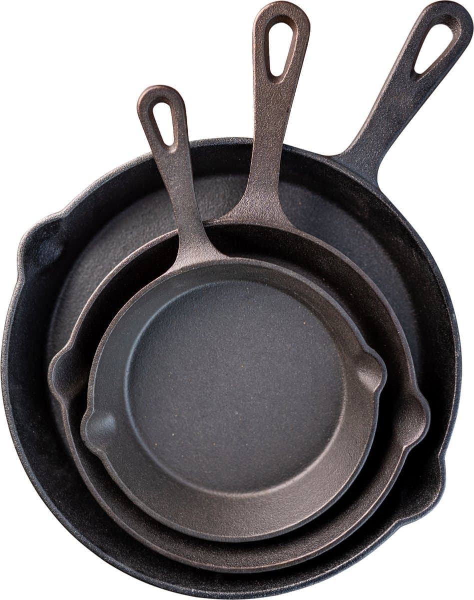 Gietijzeren pan - Skillet - set 3 stuks - 16 cm, 19,5 cm en 24,5 cm - preseasoned — afbeelding 1