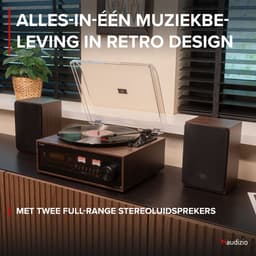 Platenspeler met speakers - Audizio Boston platenspeler Bluetooth, CD speler en DAB radio - Houtlook — thumbnail 2