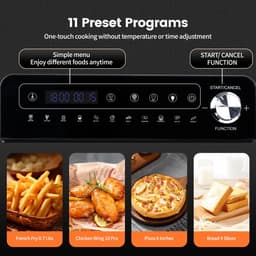 Heteluchtfriteuse - 14L – Mini Oven - 1800W - 240V - XXL - 11 Programma’s – LED Touchscreen - 14L capaciteit - Inclusief Rotisserie - en Accessoires — thumbnail 3