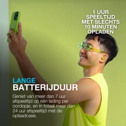 JLab Go Pop ANC Draadloze Oordopjes - Noise Cancelling Oortjes Draadloos - 24 uur Batterijduur - Bluetooth Multipoint - Met Microfoon - Geschikt voor Android en Apple - Clear Neon Green — thumbnail 3