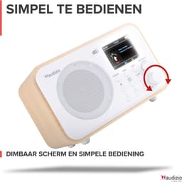 DAB radio met Bluetooth - Audizio Milan - DAB radio retro met accu en FM radio - Wit — thumbnail 5