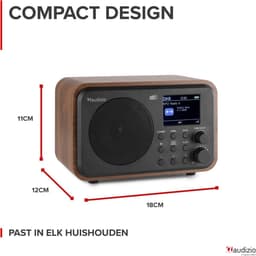 DAB radio met Bluetooth - Audizio Milan - DAB radio retro met accu en FM radio - Hout — thumbnail 2