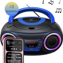 Denver Draagbare Radio CD Speler Kinderen - Bluetooth - Lichteffecten - Boombox - AUX - FM - TCL212BT - Blauw — thumbnail 2