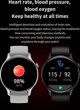 SAMTECH Smartwatch Amoled HD Pro - Heren & Dames – horloge – Geschikt voor iOS & Android - NFC, Stappenteller, Calorie Teller, Slaap meter – Grijs — thumbnail 2