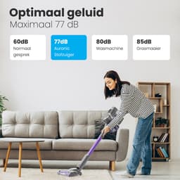 Auronic Steelstofzuiger Draadloos 220W - Draadloze Stofzuiger - HEPA Filter - Zelfstaand - Extra Accu - Op Accu - Zonder Zak - Kruimeldief - Vacuum Cleaner - Grijs/Paars — thumbnail 4
