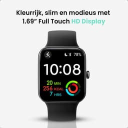 FITNOVA Smartwatch Dames & Heren - Horloge met stappenteller - Geschikt voor IOS, Smartwatch Android en HarmonyOS - Zwart — thumbnail 2