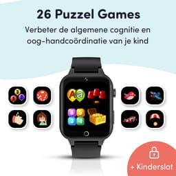 Keebies Smartwatch Kinderen - 5 t/m 12 jaar - Incl. Camera en 26 Kids Spelletjes - 512MB Geheugen - USB Oplaadbaar kinderhorloge - Jongen / Meisje - Zwart — thumbnail 5