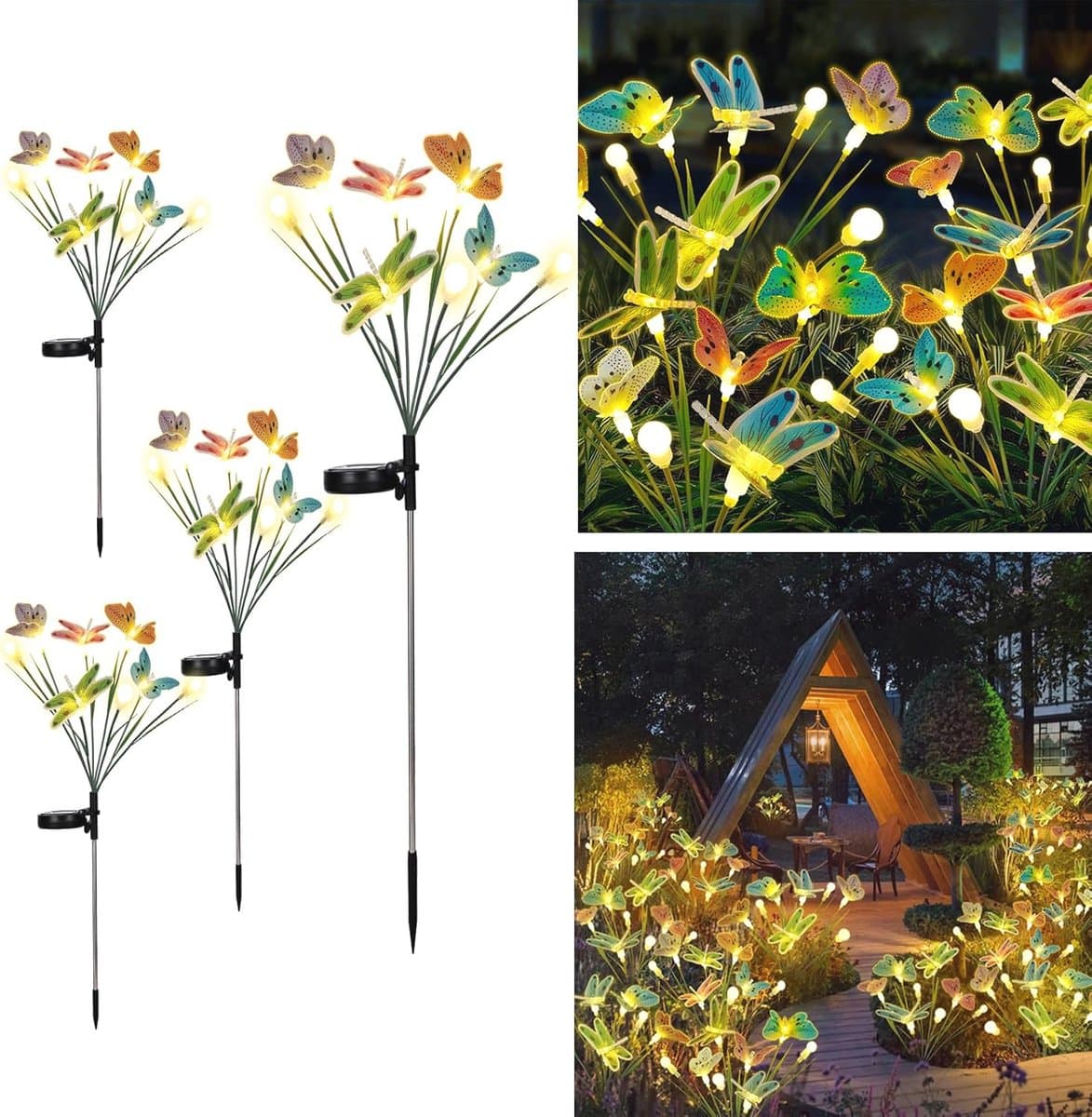 Zonnelampen voor buiten - 4 stuks tuinverlichting met 32 LEDs - IP65 waterdicht - Solarverlichting voor tuin en voetpad — afbeelding 1