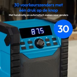 MEDION E65895 Bouwplaatsradio met oplaadbare batterij (robuuste behuizing, draaggreep, Bluetooth, spatwaterdicht (IP54), FM-radio, AUX) groen — thumbnail 2