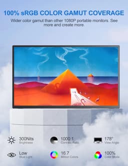 Monitor - Portable Monitor - Monitoren - Monitor Gaming - 18.5 Inch - Draagbaar - HDMI — thumbnail 3