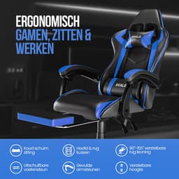 Avalo Gaming Stoel - Gamestoel Ergonomisch Verstelbaar - Bureaustoel - Gaming Chair voor Bureau - Zwart/Blauw — thumbnail 2