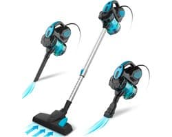 Steelstofzuiger Met Snoer - Inclusief diverse opzetstukken - Stofzuiger en kruimeldief - Vacuum cleaner - 600W - 18Kpa - Blauw/Zwart