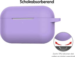 Hoesje Geschikt voor Apple AirPods Pro 2 - Siliconen Hoes met Clip - Silicone Case Cover - Lila — thumbnail 3