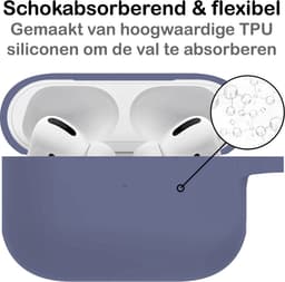 Hoesje - Geschikt voor Apple AirPods Pro 2 - Siliconen Hoes met Clip - Silicone Case Cover - Grijsblauw — thumbnail 4