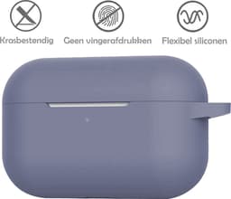 Hoesje Geschikt voor Apple AirPods Pro 2 - Siliconen Hoes met Clip - Silicone Case Cover - Grijsblauw — thumbnail 4
