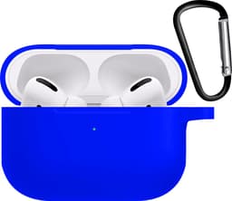 Hoesje - Geschikt voor Apple AirPods Pro 2 - met Clip - Siliconen Hoes - Silicone Case Cover - Blauw — thumbnail 2
