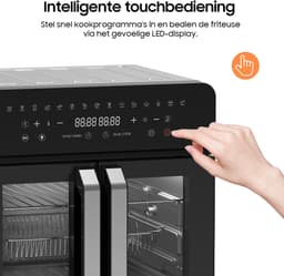 Dubbele Kamer Airfryer - 23L Heteluchtfriteuse met Franse Deuren - 15 Programma's - 2200 W - 12 Accessoires - Verwijderbare Tussenwand voor Kookruimte - 50-200°C — thumbnail 4