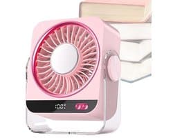 Tafelventilator met Koelelement - Mini Ventilator -Ventilator met digitaal batterijdisplay - Aircooler - Luchtkoeler - USB Ventilator - Mini Airco - Bureau Ventilator - Ventilator met Water - Waterkoeling - Air Cooler -Roze