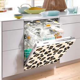 Vaatwasser Magneet - Apparaat Cover - Keuken Decoratie - Aanpasbare Maat - 58 x 66 cm - Luipaard Print Beige — thumbnail 4